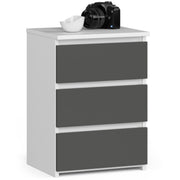 Comodino Nobile 40 cm 3 Cassetti – Bianco/Grigio