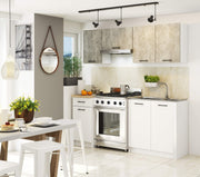 Set Cucina Linea 5 Elementi – Beton/Bianco 180x46x203 cm