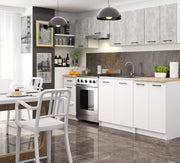Set Mobili Cucina 240 cm Beton/Bianco 7 Elementi