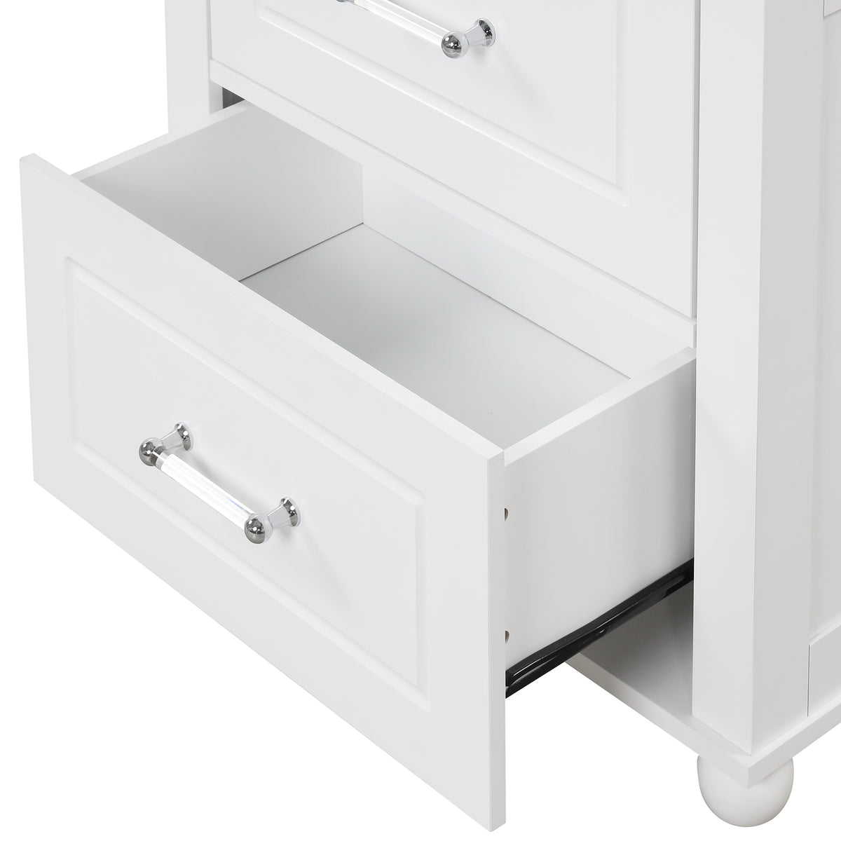 Armadietto Bagno Alto con Cassetti e Ripiano Regolabile
