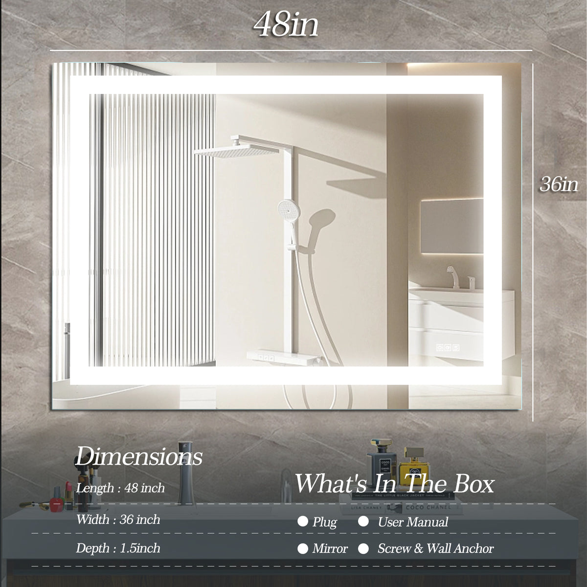 Specchio Bagno LED 122x91cm Anti-Appannamento