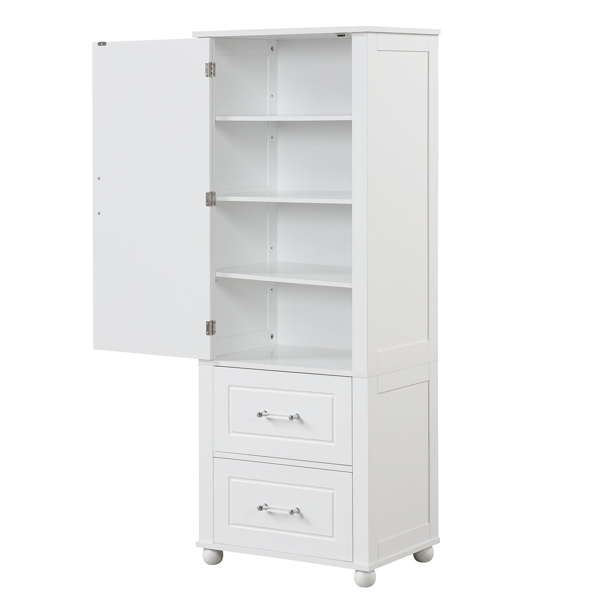 Armadietto Bagno Alto con Cassetti e Ripiano Regolabile