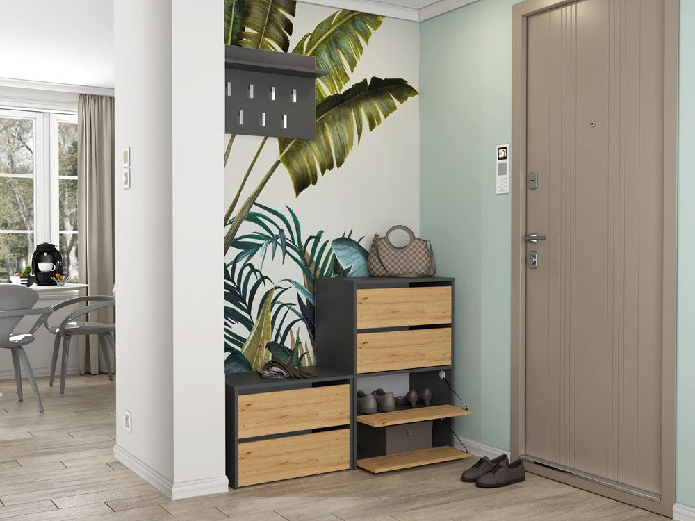Scarpiera Aura 60 cm 4 Ante – Antracite e Rovere