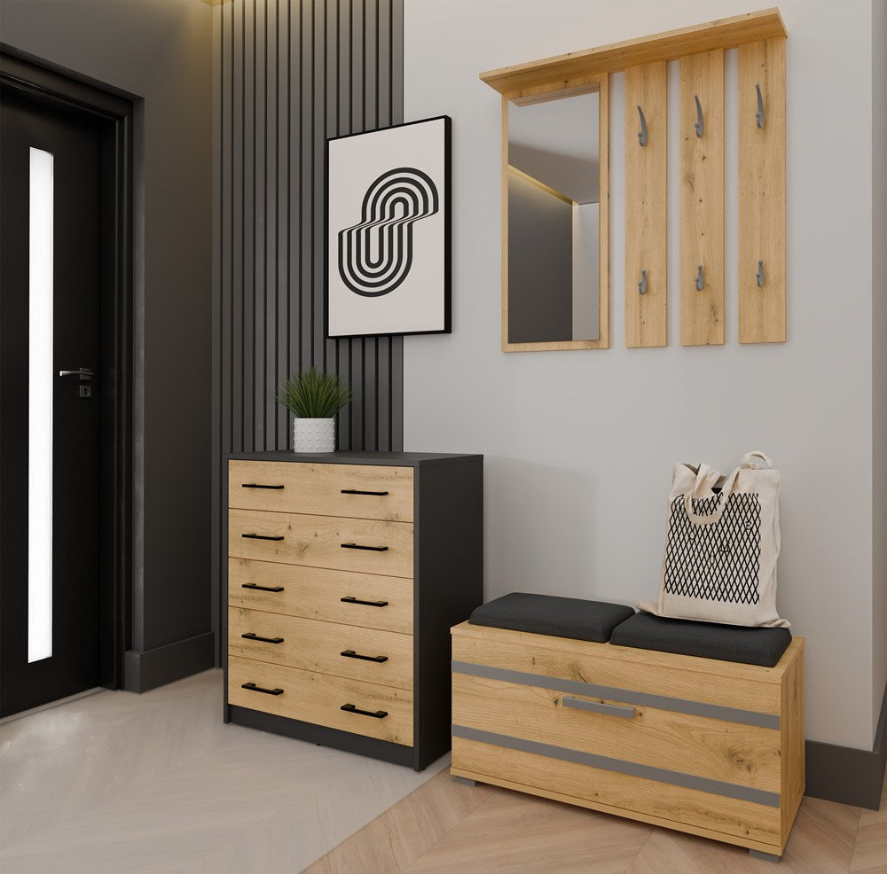 Scarpiera Linea 5 Ante – Antracite e Rovere