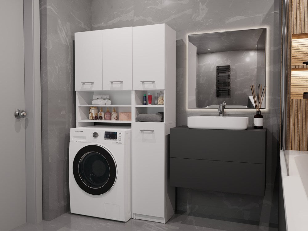 Set Bagno Aura Colonna + Mobile Lavatrice – Bianco Opaco 96x30x180 cm