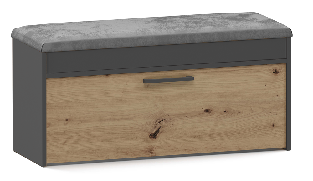 Scarpiera Nobile 100 cm con Seduta e Vano – Antracite Rovere Artisan
