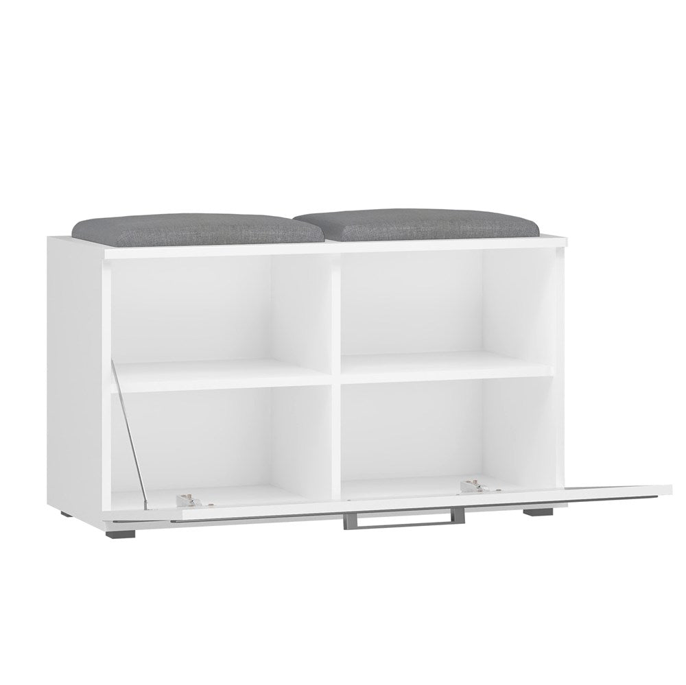 Scarpiera Aura 85 cm con Seduta – Bianco Opaco