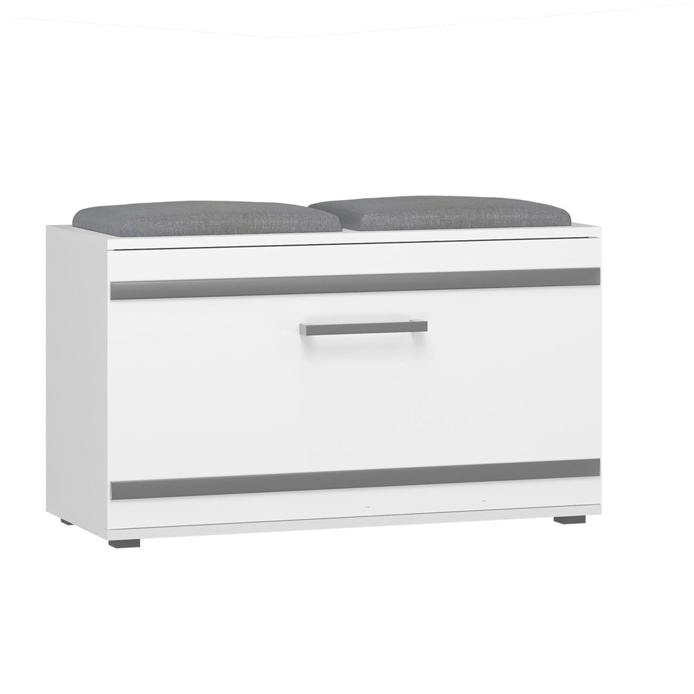 Scarpiera Aura 85 cm con Seduta – Bianco Opaco
