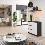 Cassettiera Aria 80 cm 1 Anta 3 Cassetti – Grafite/Bianco