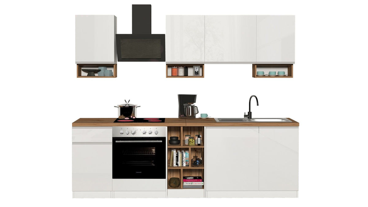 Cucina lineare SOLE da 256 cm, composizione 1