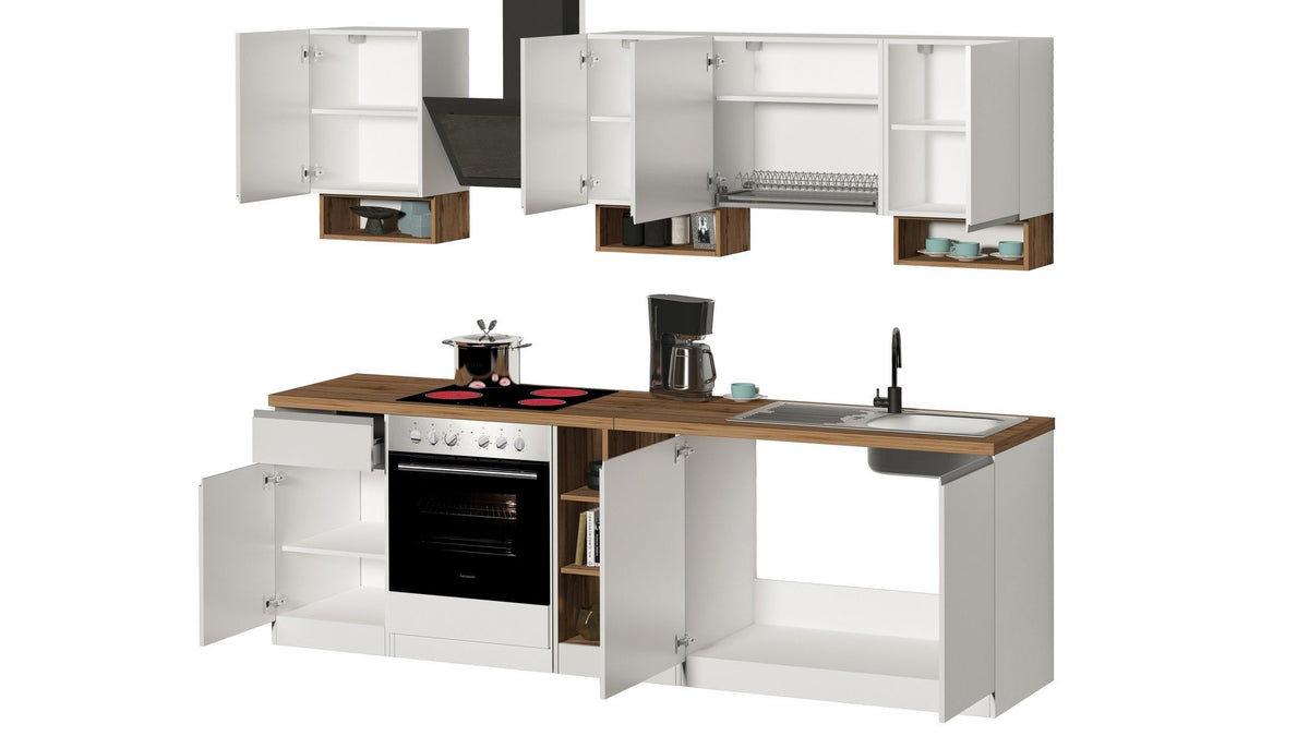 Cucina lineare SOLE da 256 cm, composizione 1