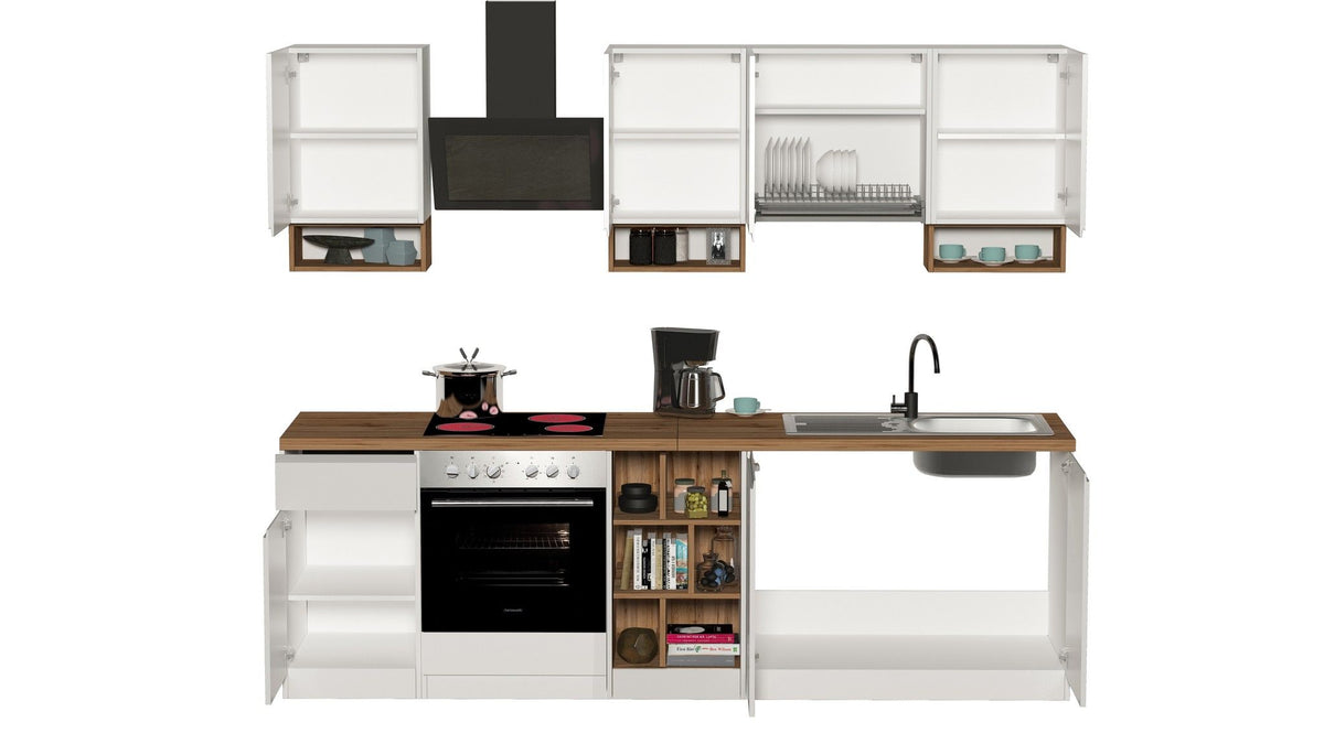 Cucina lineare SOLE da 256 cm, composizione 1