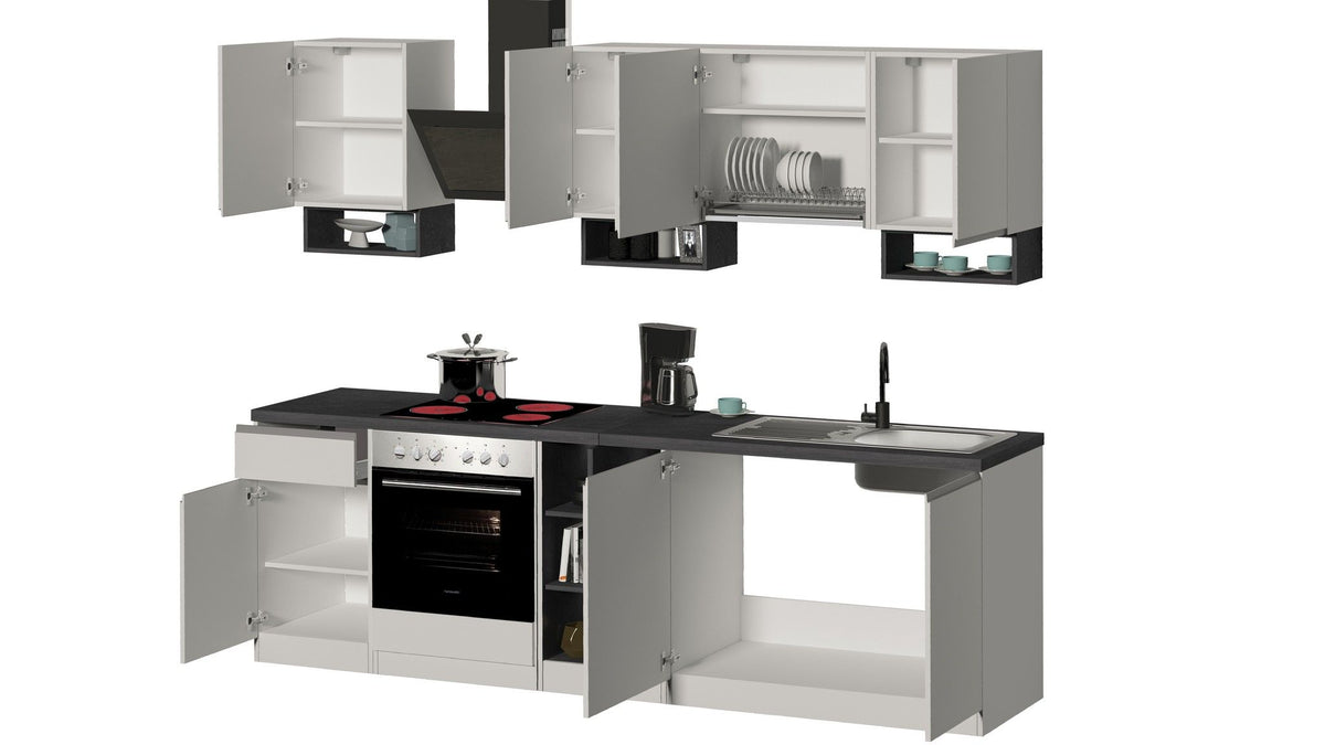 Cucina lineare SOLE da 256 cm, composizione 1