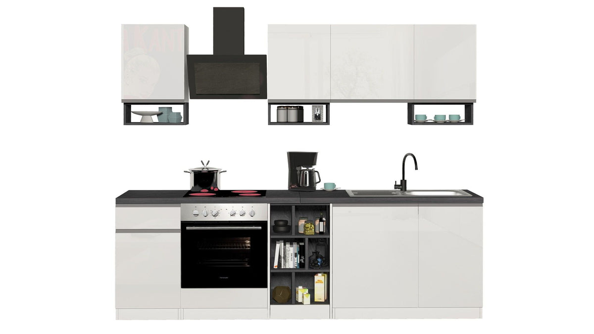 Cucina lineare SOLE da 256 cm, composizione 1