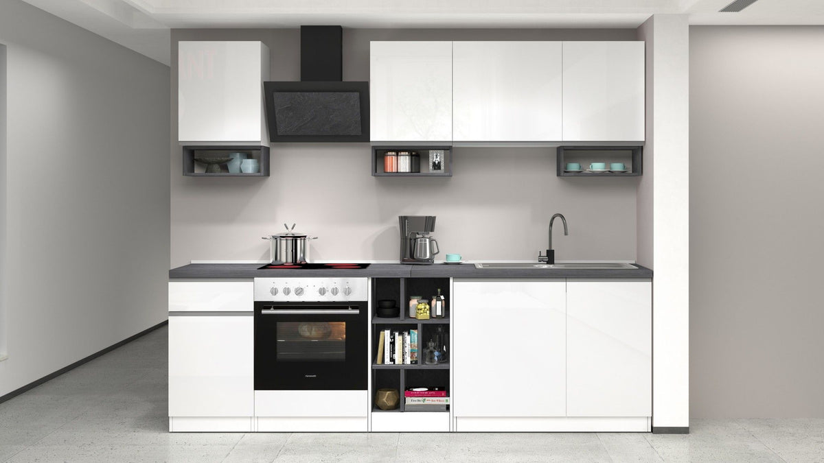 Cucina lineare SOLE da 256 cm, composizione 1