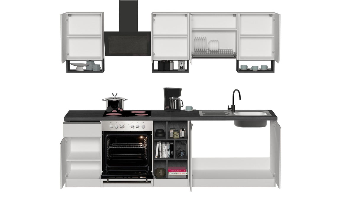 Cucina lineare SOLE da 256 cm, composizione 1