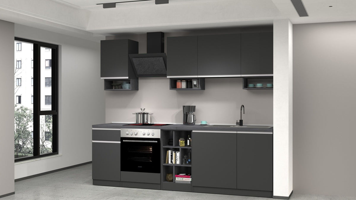 Cucina lineare SOLE da 256 cm, composizione 1.