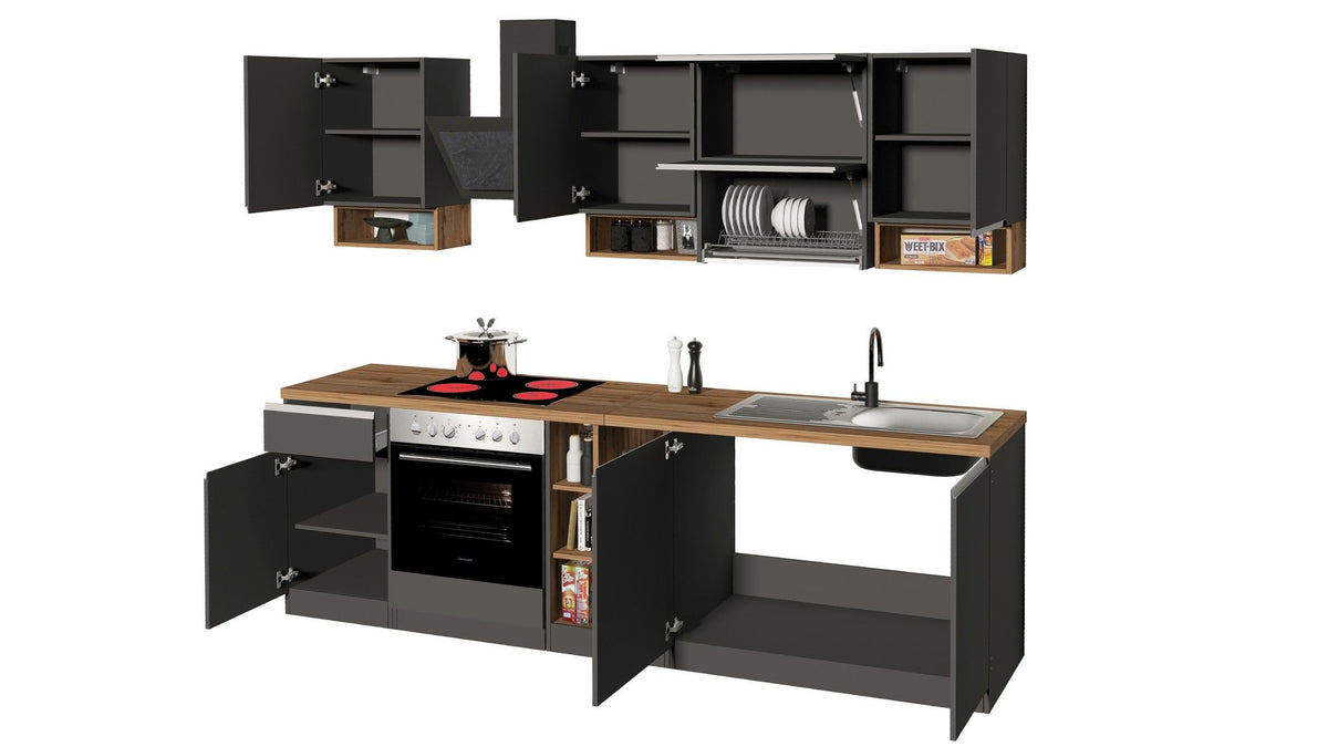 Cucina lineare SOLE 256 cm, composizione 2.