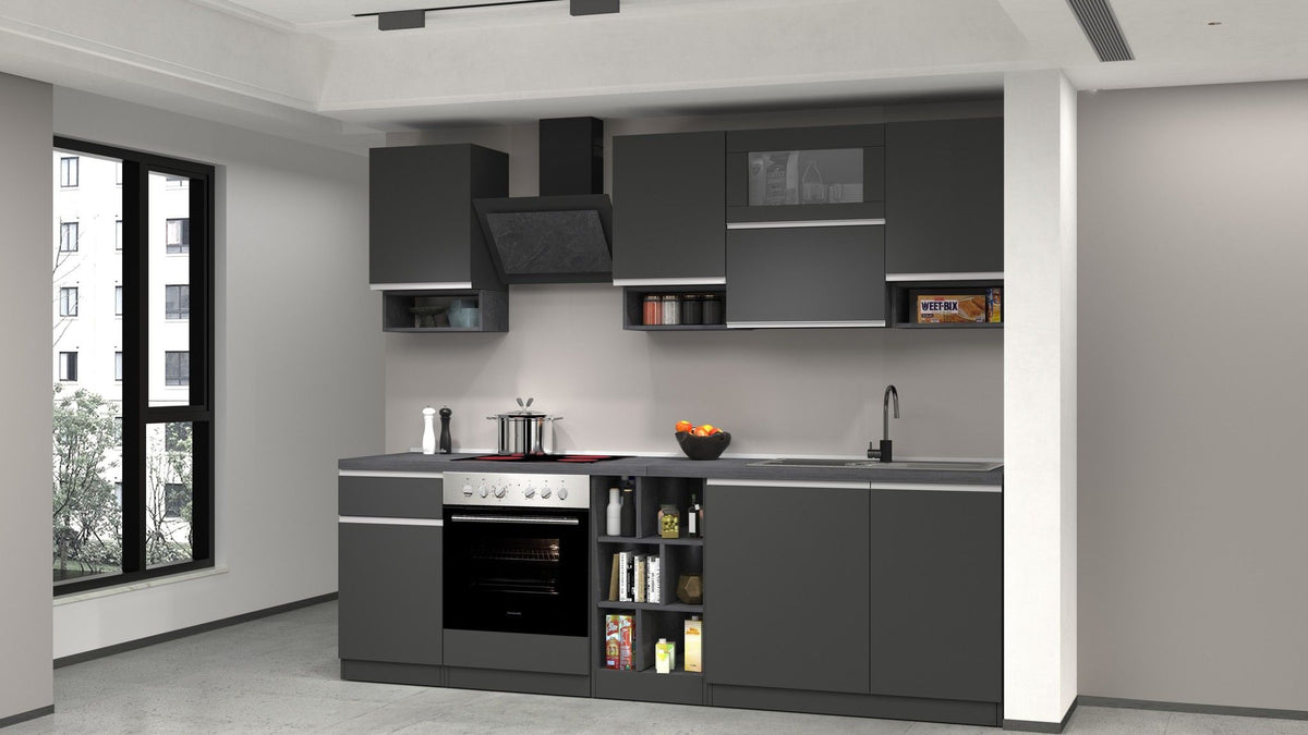 Cucina lineare SOLE 256 cm, composizione 2.