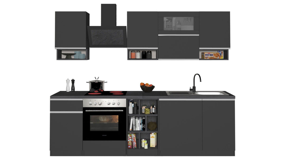 Cucina lineare SOLE 256 cm, composizione 2.