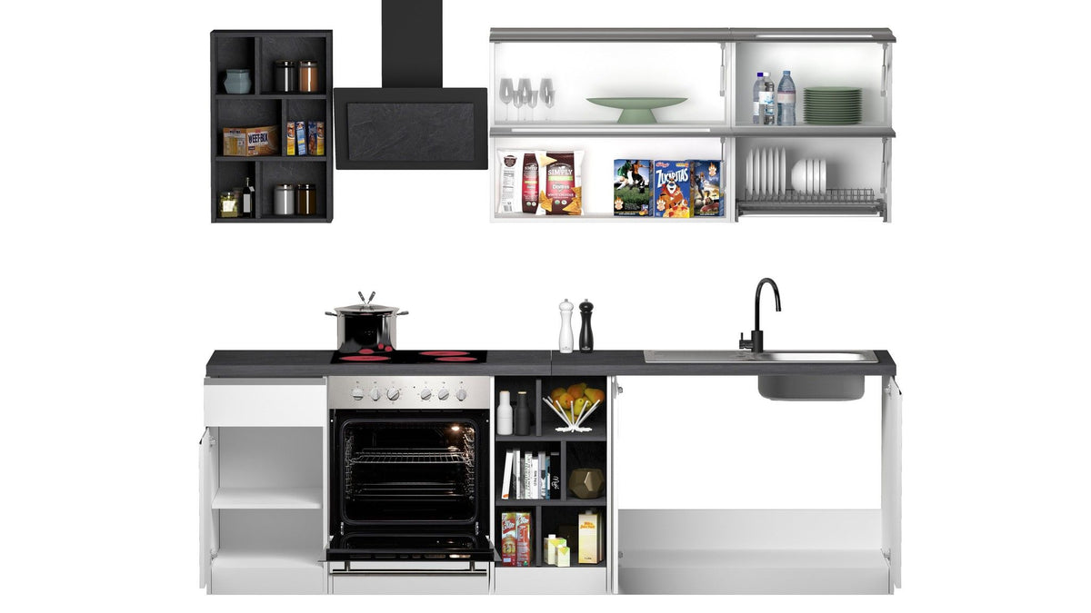 Cucina lineare SOLE 256 cm, composizione 3