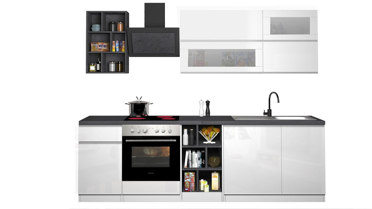 Cucina lineare SOLE 256 cm, composizione 3