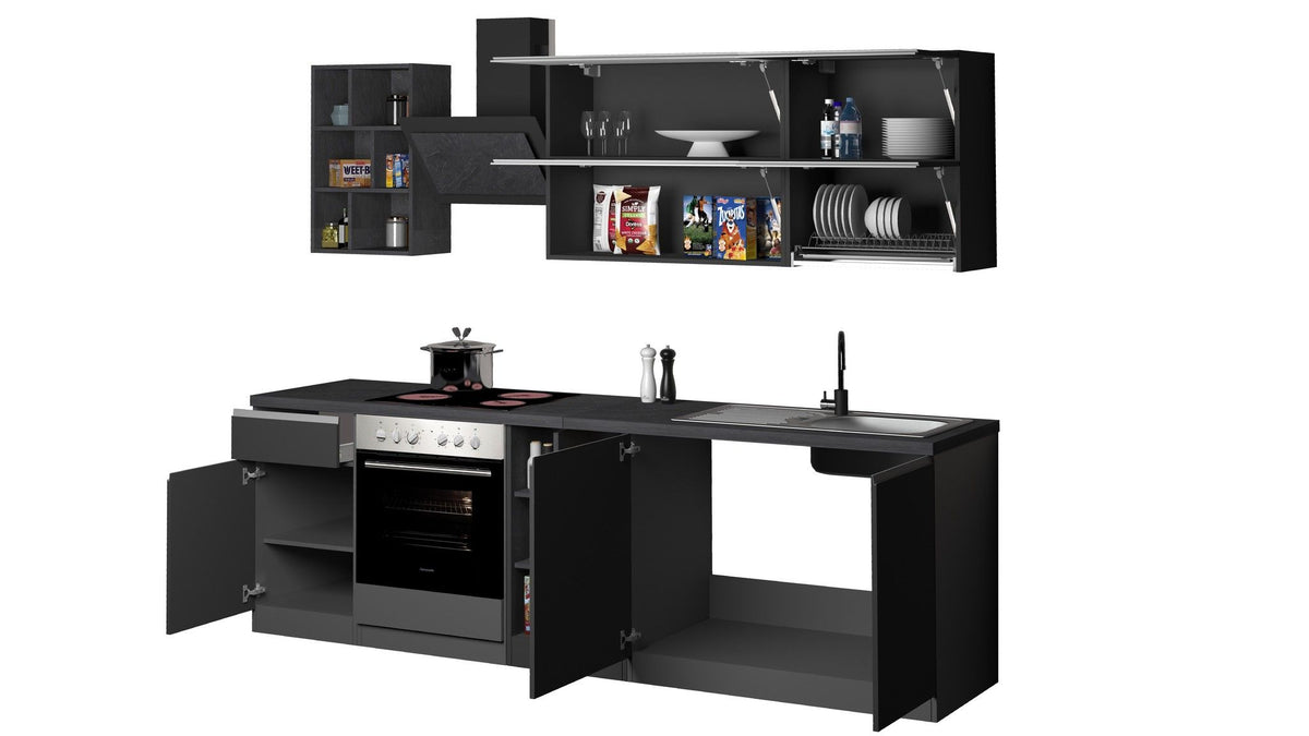 Cucina lineare SOLE 256 cm, composizione 3.