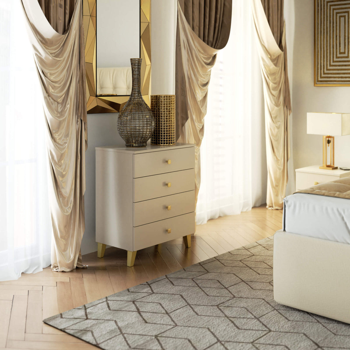 Cassettiera Nobile 60 cm 4 Cassetti – Cashmere e Oro