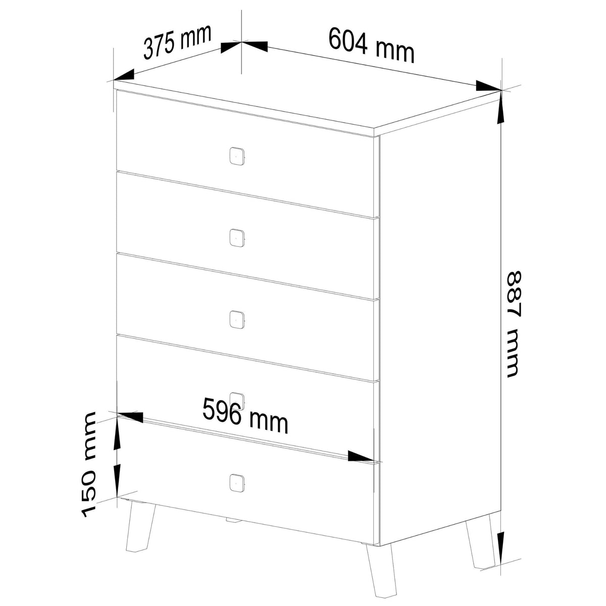 Cassettiera Nobile 60 cm 5 Cassetti – Cashmere e Oro