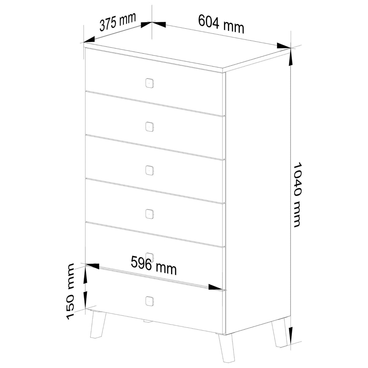 Cassettiera Nobile 60 cm 6 Cassetti – Cashmere e Oro