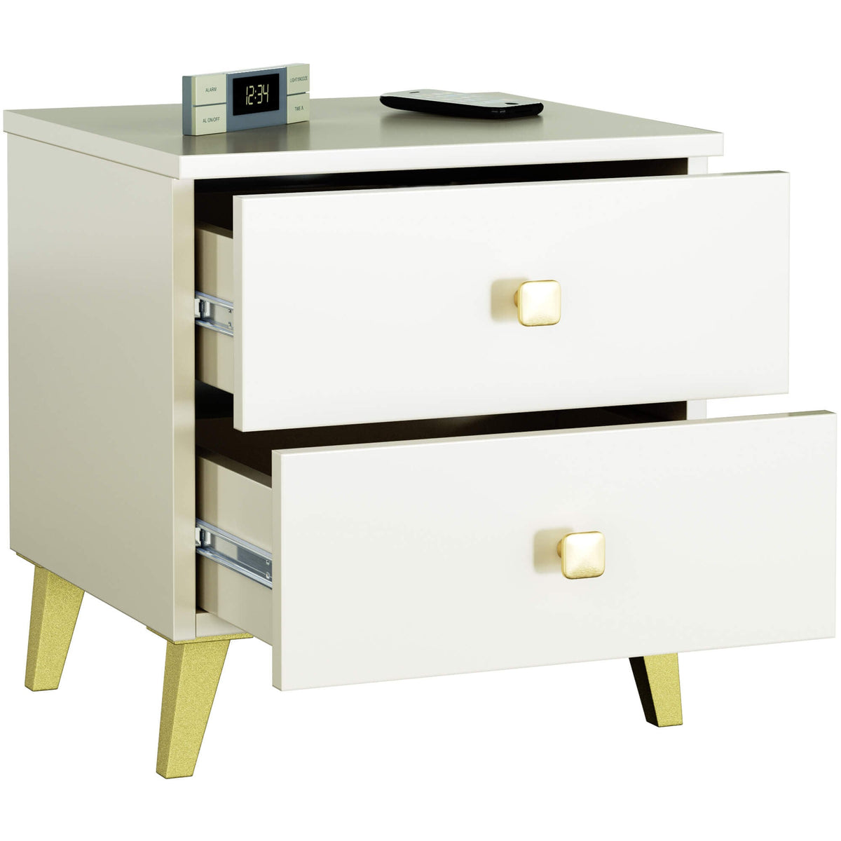 Comodino Nobile 40 cm 2 Cassetti – Cashmere e Oro