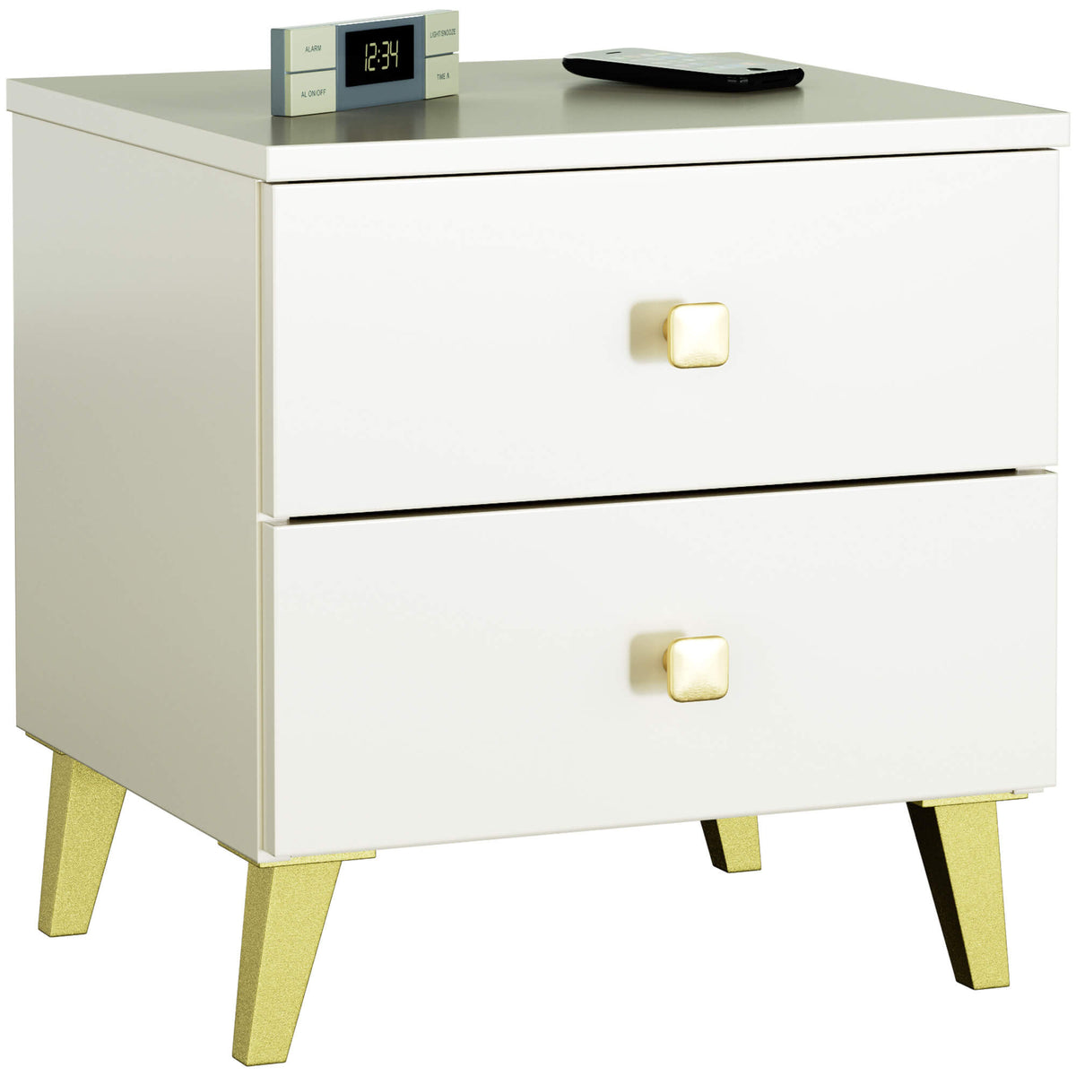 Comodino Nobile 40 cm 2 Cassetti – Cashmere e Oro