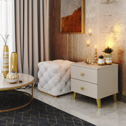 Comodino Nobile 40 cm 2 Cassetti – Cashmere e Oro