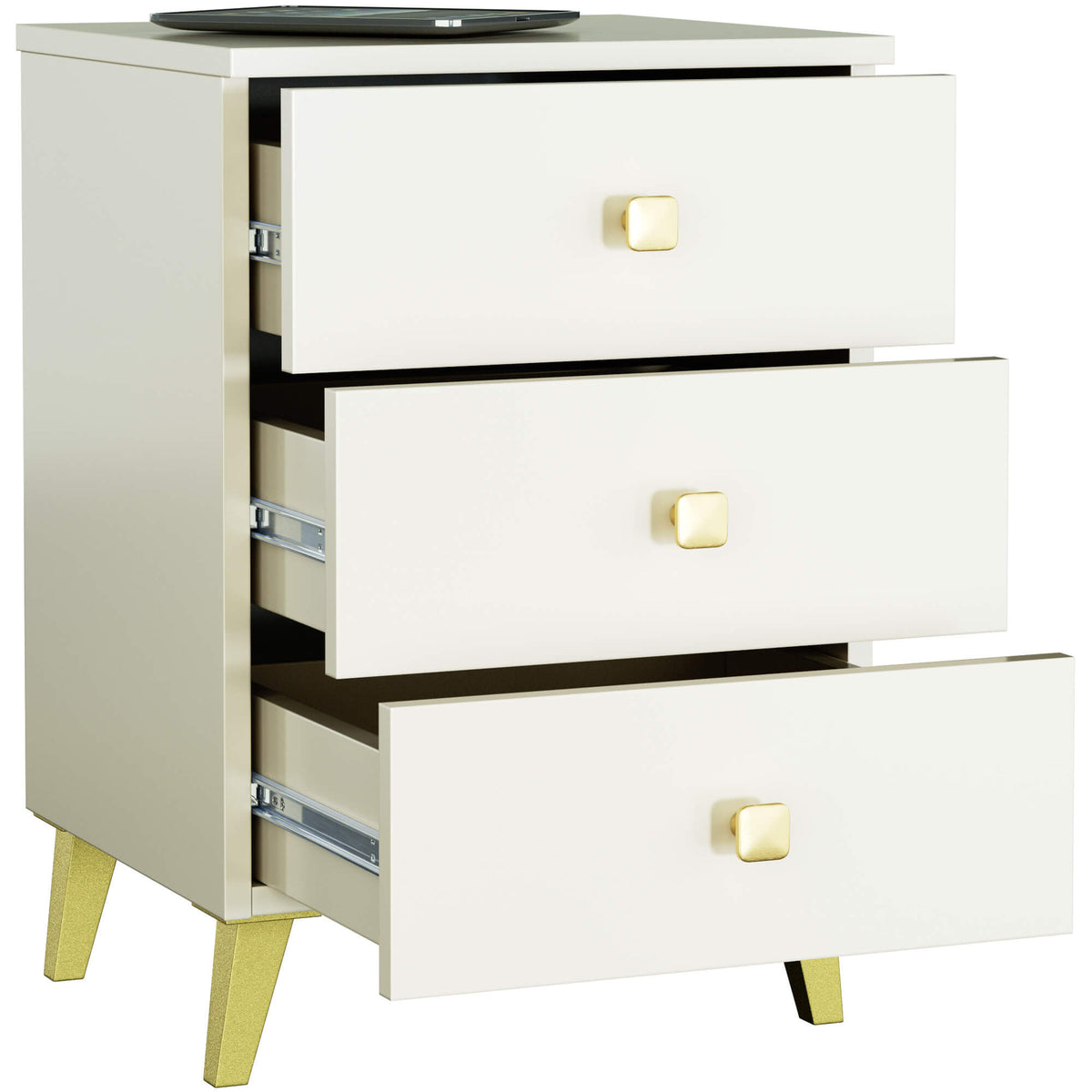 Comodino Nobile 40 cm 3 Cassetti – Cashmere e Oro