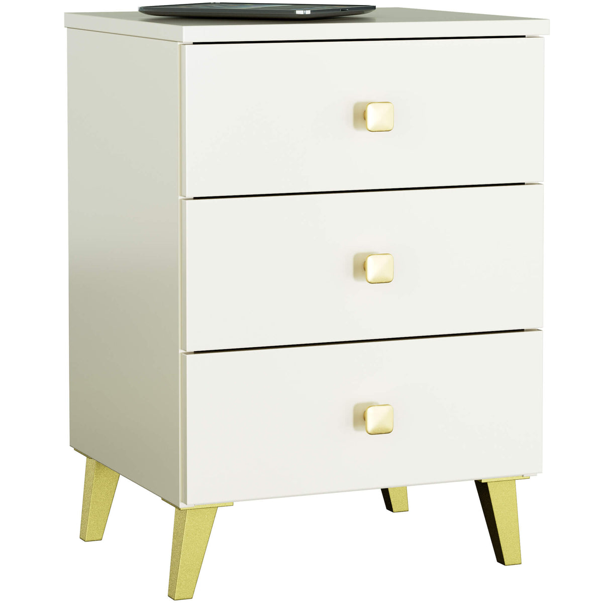 Comodino Nobile 40 cm 3 Cassetti – Cashmere e Oro