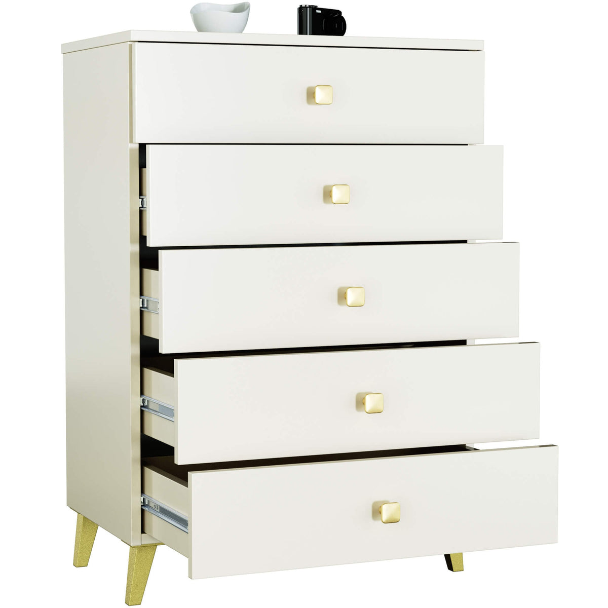 Cassettiera Nobile 60 cm 5 Cassetti – Cashmere e Oro