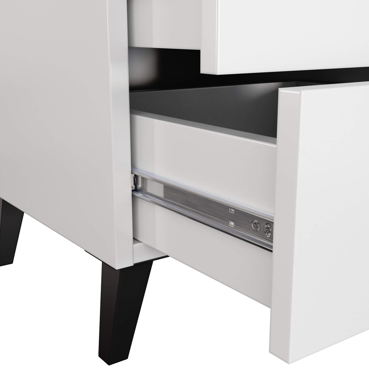 Comodino Mobi 2 Cassetti – Bianco/Nero 40x37x43 cm