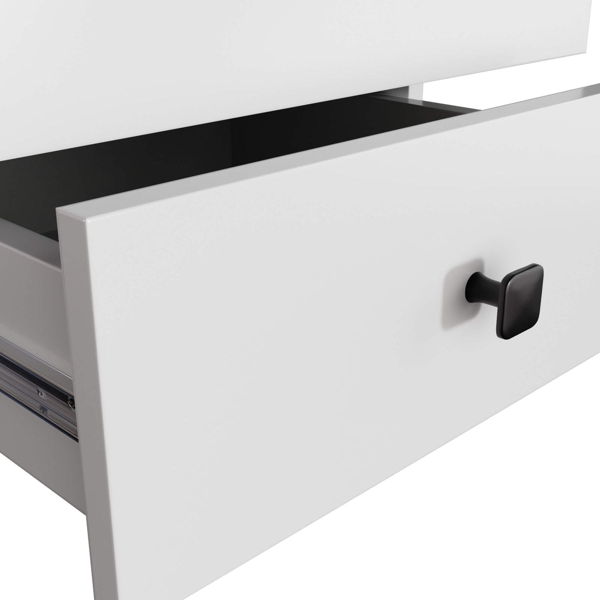 Comodino Mobi 2 Cassetti – Bianco/Nero 40x37x43 cm