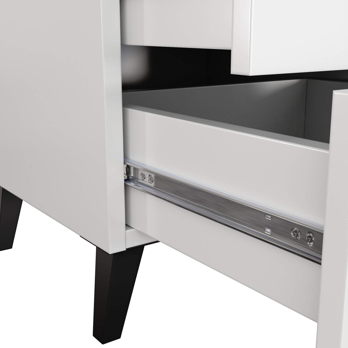 Comodino Mobi 3 Cassetti – Bianco/Nero 40x37x58 cm