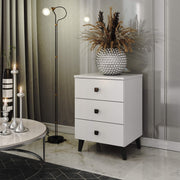 Comodino Mobi 3 Cassetti – Bianco/Nero 40x37x58 cm
