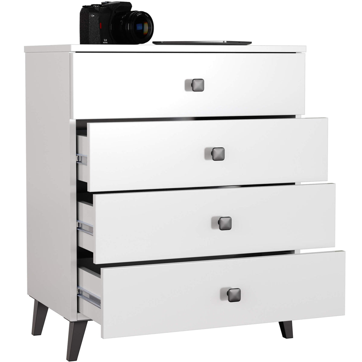 Cassettiera Aria 60 cm 4 Cassetti – Bianco/Nero
