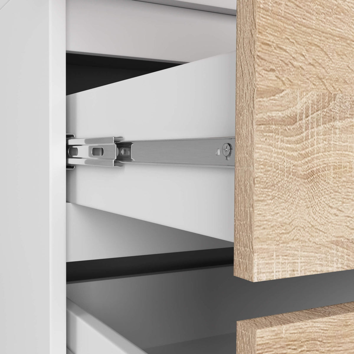 Armadio S 90 cm 2 Ante Specchio 2 Cassetti — Bianco/Sonoma