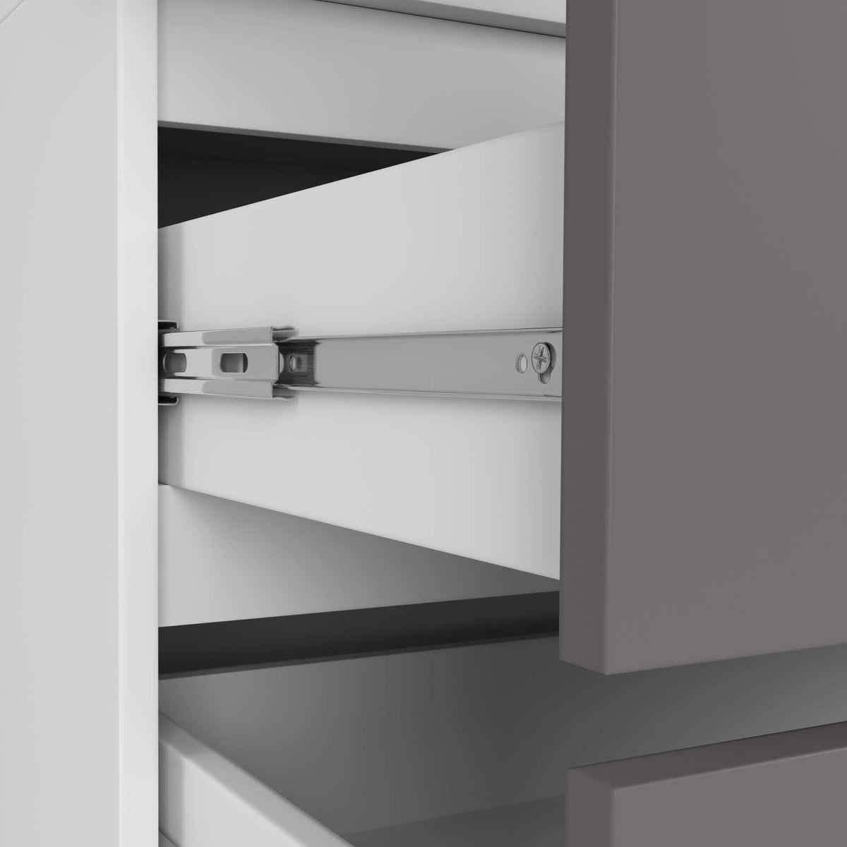 Armadio Nobile 90 cm 2 Ante 2 Cassetti 2 Specchi – Bianco/Grigio Grafite