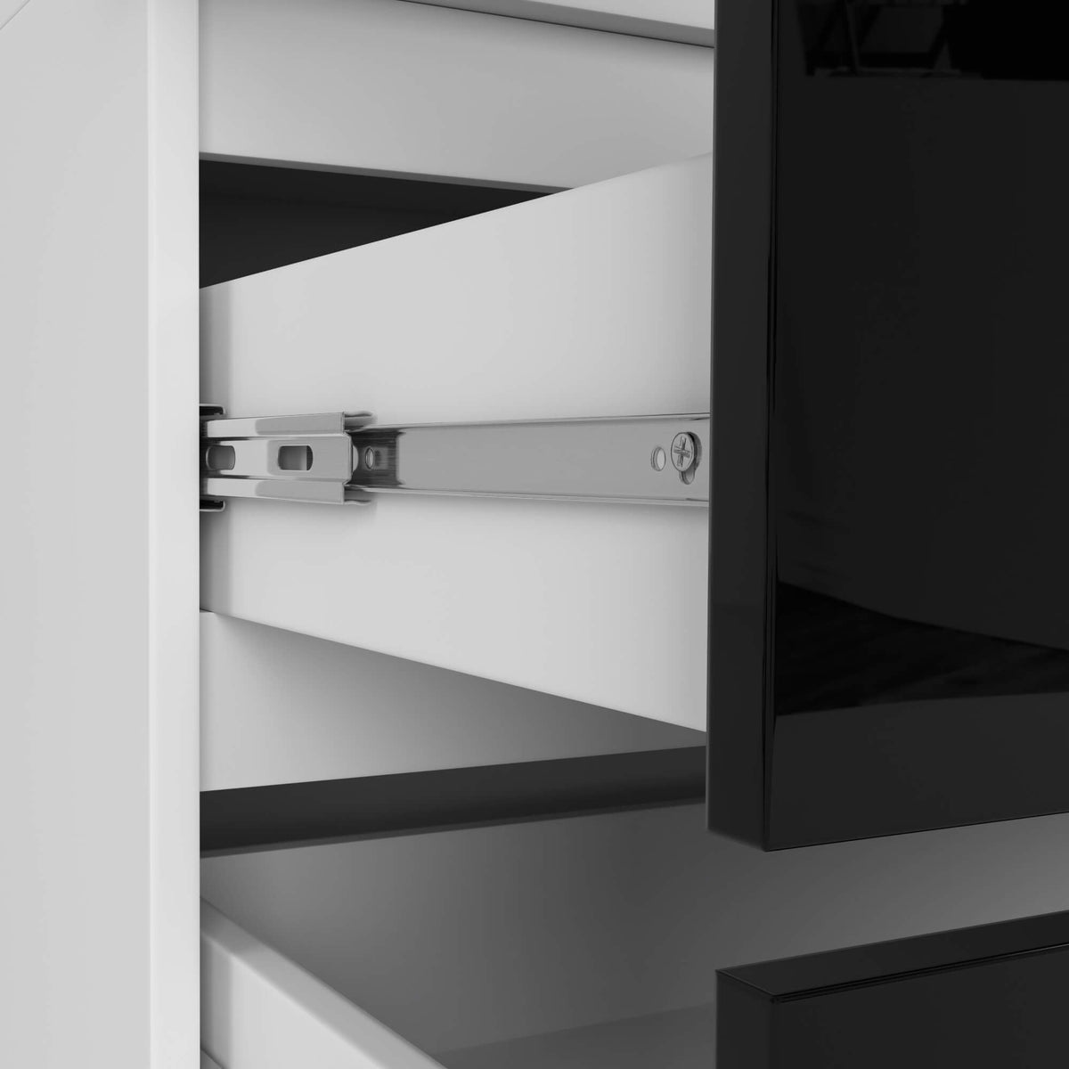 Armadio S 90 cm 2 Ante 2 Cassetti — Nero Lucido