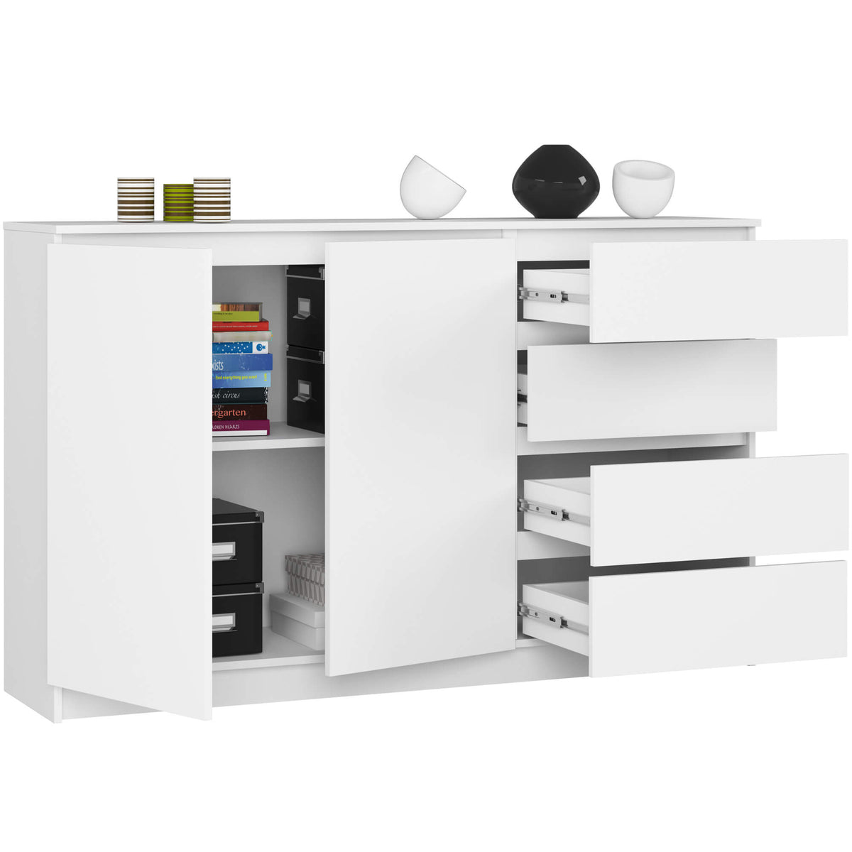 Credenza Linea 160 cm 4 Cassetti 2 Ante – Bianco