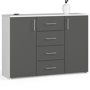 Cassettiera Linea 110 cm 2 Ante 4 Cassetti – Bianco/Grafite