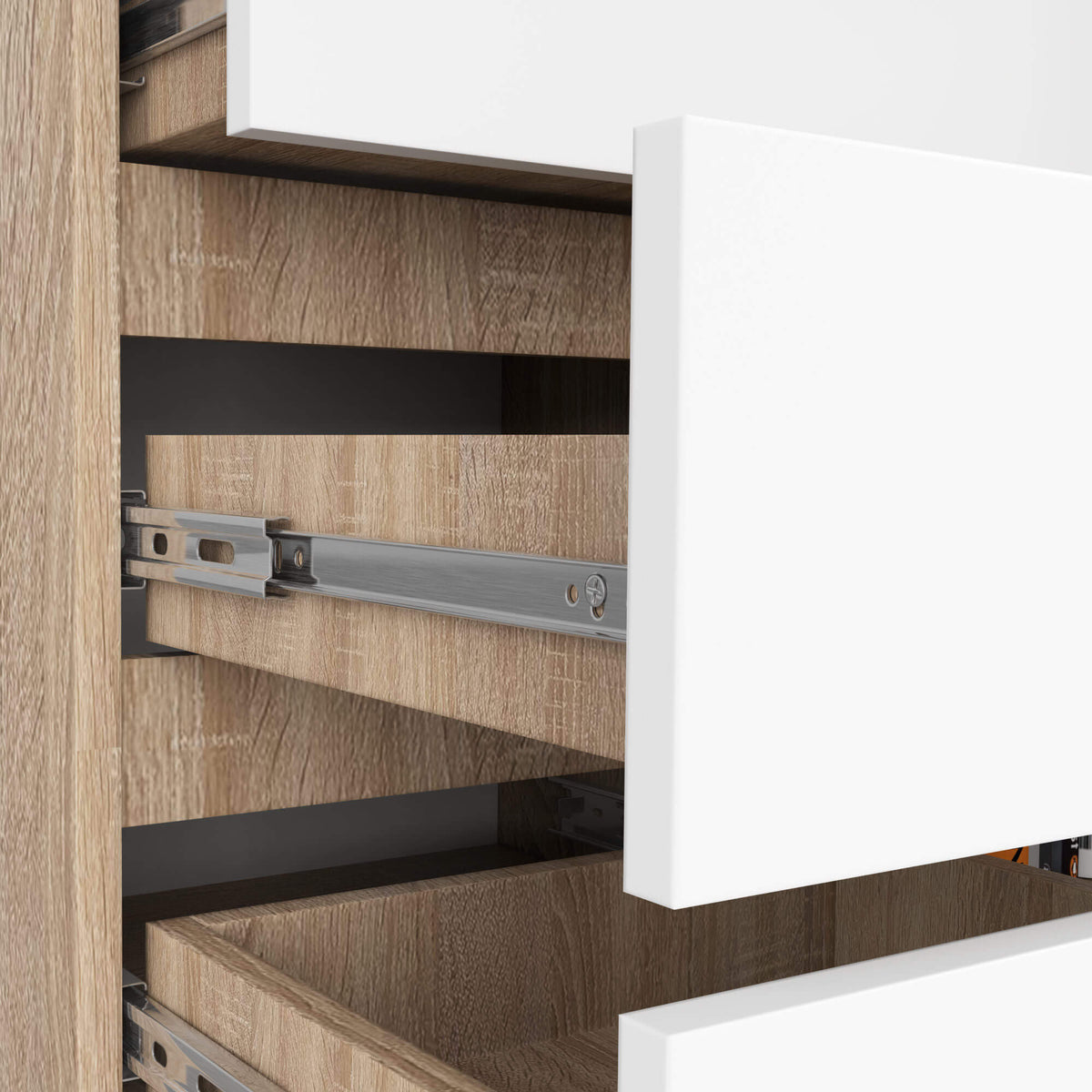 Cassettiera Linea 80 cm 1 Anta 5 Cassetti – Rovere/Bianco