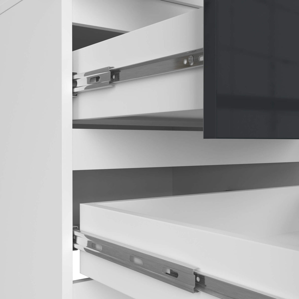 Armadio Linea 60 cm 2 Ante 2 Cassetti – Bianco / Grafite Lucido