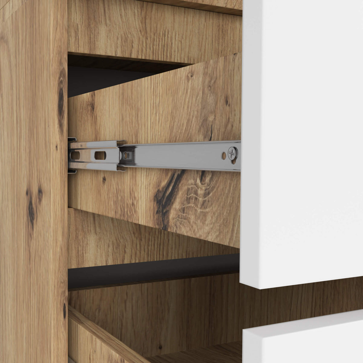 Armadio Nobile 90 cm 2 Ante 2 Cassetti – Rovere/Bianco