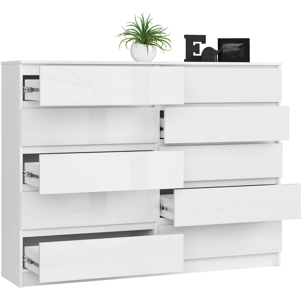 Credenza Linea 160 cm 10 Cassetti – Bianco Lucido